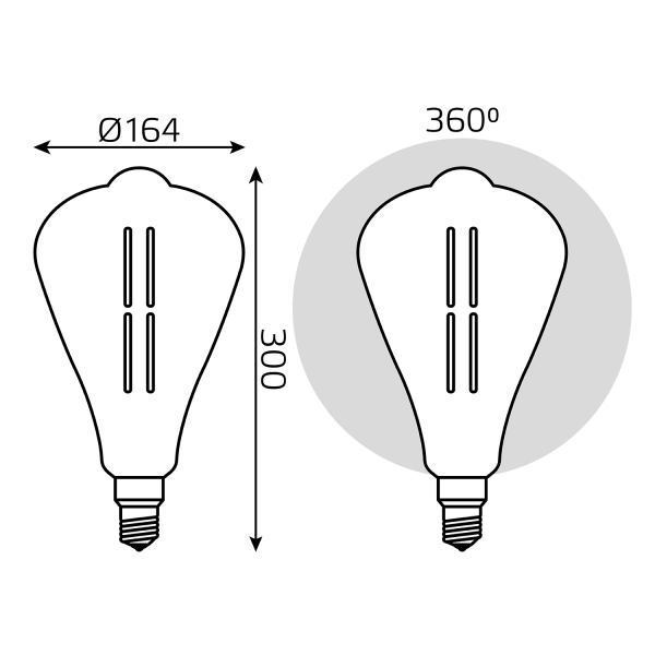 Купить Gauss Лампа Filament ST164 6W 330lm 4000К Е27 gray straight LED 157802205