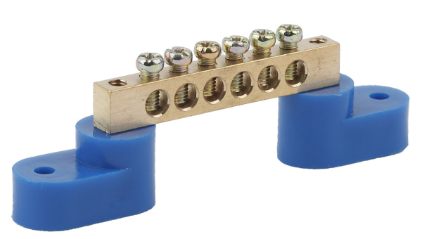 ЭРА NO-222-66 Синий Шина N "ноль" на двух угловых изол ШНИ-8х12-6-У2