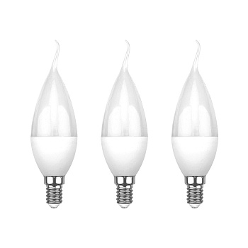 Лампа светодиодная Свеча на ветру (CW) 7.5 Вт E14 713 Лм 2700 K теплый свет (3 шт./уп.) Rexant 604-045-3