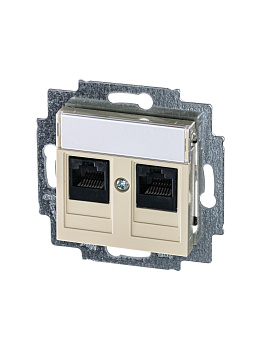 ABB EPJ Levit слоновая кость / белый Розетка компьютерная, 2хRJ45 кат,5e, слоновая кость 2CHH295118A6017