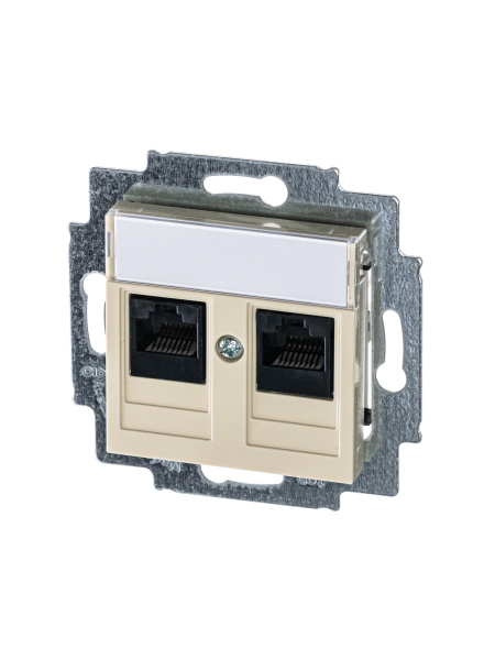 ABB EPJ Levit слоновая кость / белый Розетка компьютерная, 2хRJ45 кат,5e, слоновая кость 2CHH295118A6017