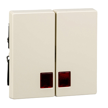 SE Merten SM Беж Две Клавиши с красными прямоугольными окошками для световой индикации MTN3456-0344