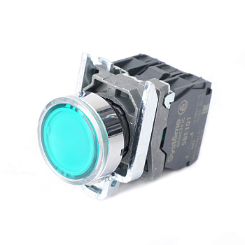 Systeme Electric Кнопка SB4 с подсветкой в сборе модульная 22мм зеленая металл 24ВDC 1НО+1НЗ
