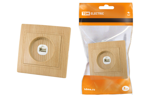 TDM Розетка телефонная RJ11  "ЭКО" (сосна) "Таймыр" SQ1814-0220