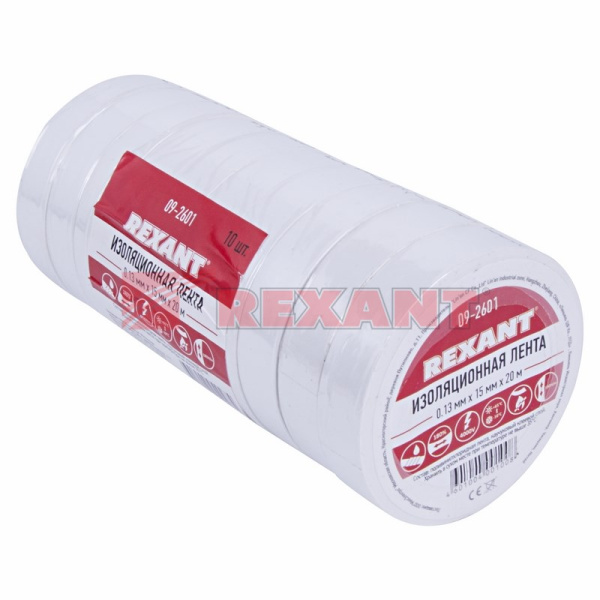 Купить Изолента 15мм х 20м белая Rexant 09-2601