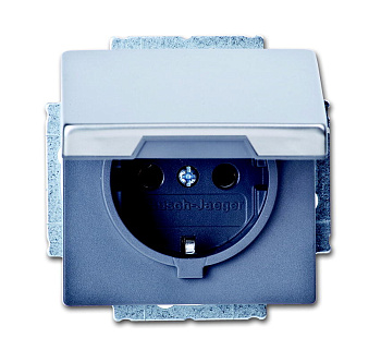 ABB BJE Сталь Розетка с/з с крышкой 2CKA002018A1490