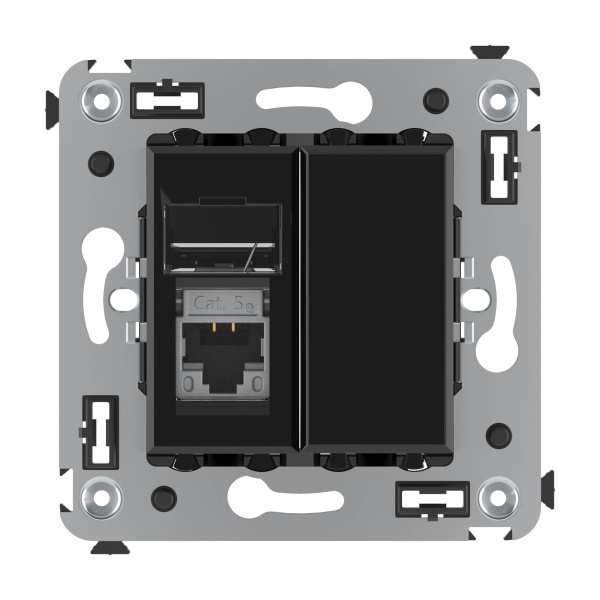 Купить DKC Компьютерная розетка RJ-45 в стену, кат.5e одинарная экранированная, "Avanti","Черный квадрат"