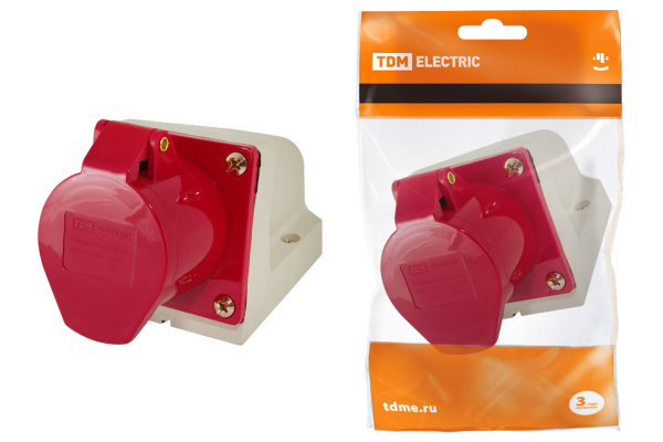 TDM Розетка 124 стационарная 3Р+РЕ 32А 380В IP44 SQ0602-0005