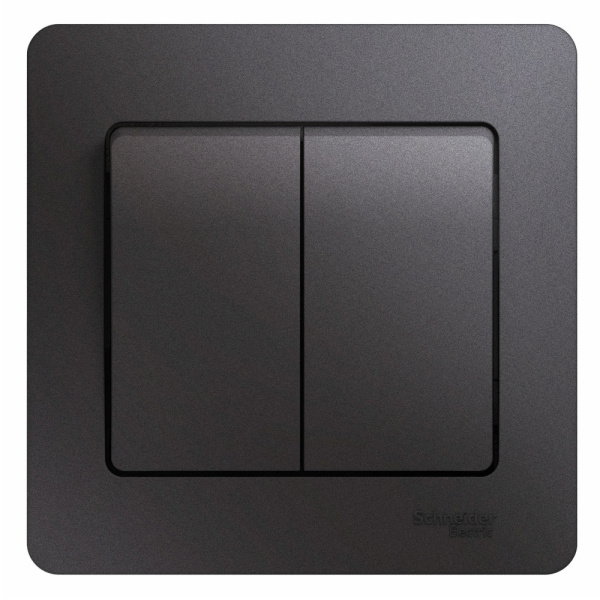 Systeme Electric Glossa Графит Выключатель 2-клавишный, сх.5, 10AX (в сборе)