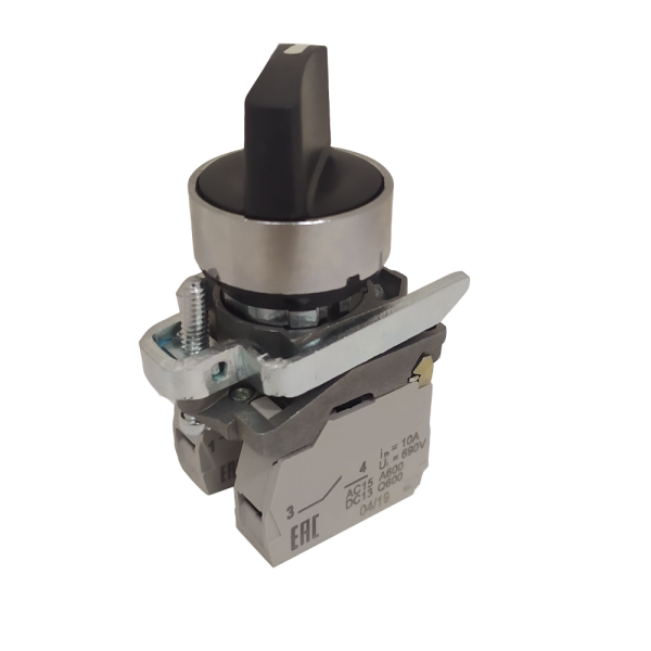 КЭАЗ Переключатель КПЕ1111РС-черный-1но+1нз-ручка-фикс-2поз-IP40