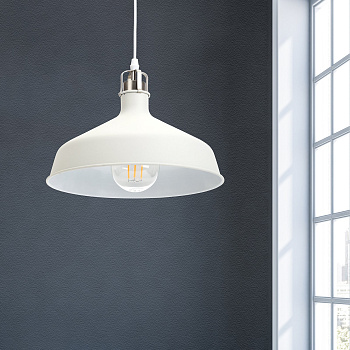 ЭРА PL2 WH/SN Шагрень Белый/Сатин никель Подвес металлический, E27, max 60W, d300 мм Б0037434