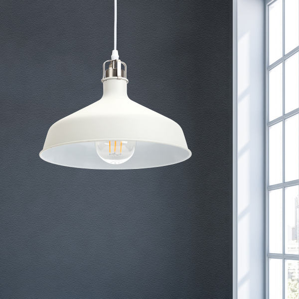 ЭРА PL2 WH/SN Шагрень Белый/Сатин никель Подвес металлический, E27, max 60W, d300 мм Б0037434