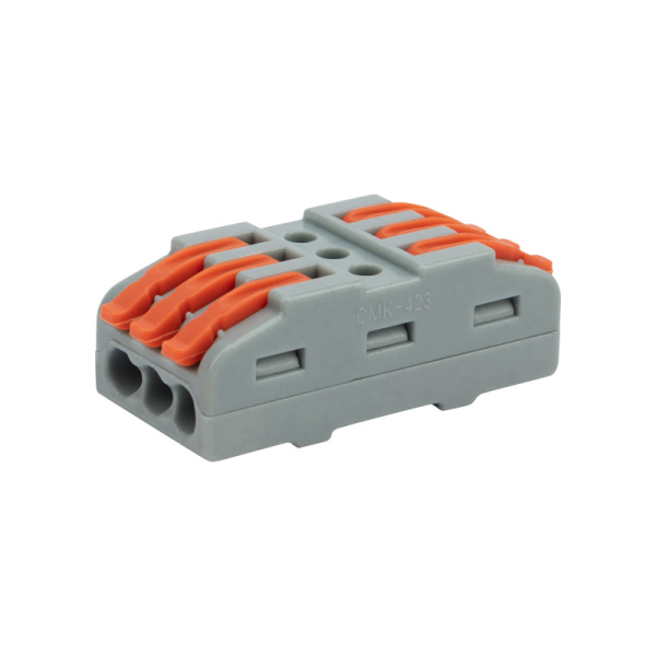Клемма СМК 222-423 проходная 3 полюса (0,08-4 мм²), серая (25 шт./уп.) Rexant 07-6263-3