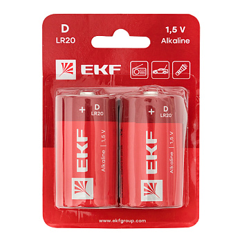EKF PROxima Алкалиновая батарейка типа D(LR20) блистер 2шт.