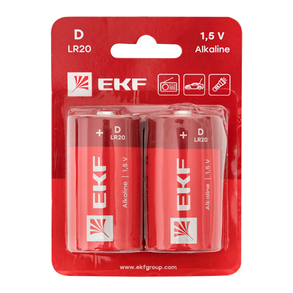 EKF PROxima Алкалиновая батарейка типа D(LR20) блистер 2шт.