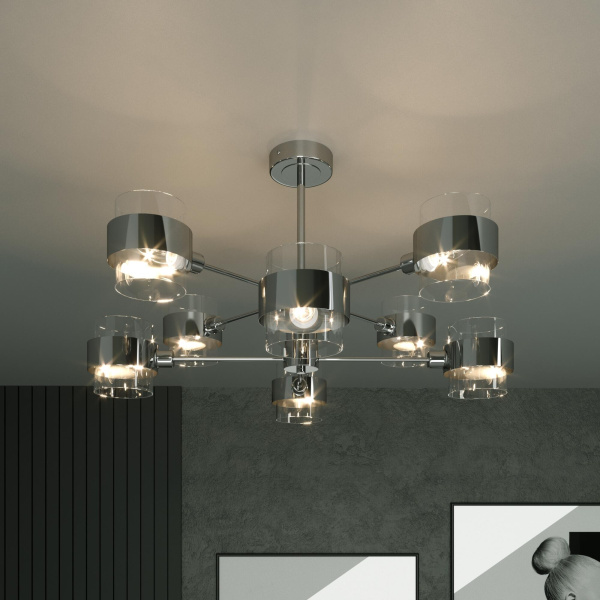 Купить Eurosvet Потолочная люстра со стеклянными плафонами 70127/8 хром a056958