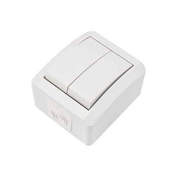 KRANZ Выключатель двухклавишный INDUSTRIAL IP54, о/у, белый KR-78-0832