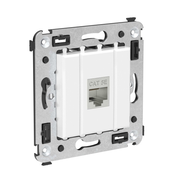 Купить DKC Компьютерная розетка RJ-45 без шторки в стену, кат.5e одинарная экранированная, "Avanti", "Белое облако"