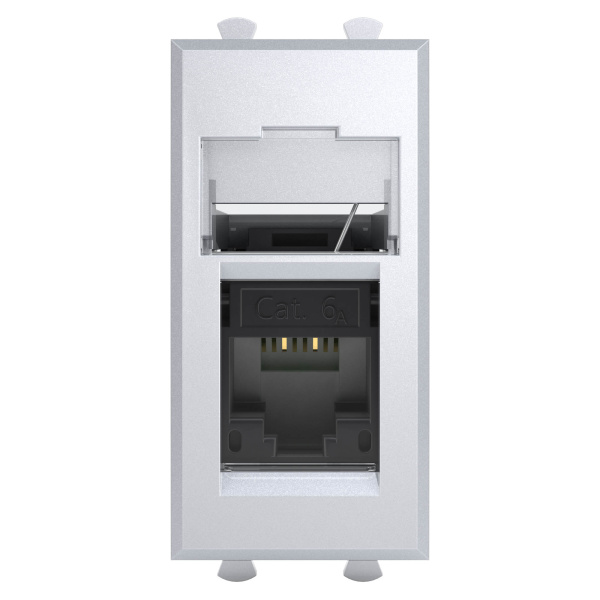 Купить DKC Компьютерная розетка RJ-45 модульная, кат.6А, "Avanti", "Закаленная сталь", 1 модуль