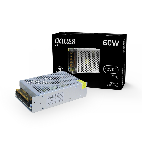 Купить Gauss Блок питания LED STRIP PS 60W 12V 2 202003060