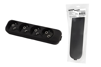 TDM Колодка розеточная 4 гнезда 2П б/з 10А 250В черная серии "Народная" SQ1806-0428