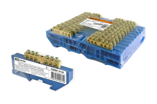 TDM Шина "N" нулевая с изолятором на DIN-рейку 8x12мм стойка бол. 6 групп инд. стикер SQ0801-0130