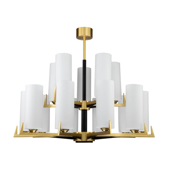 Купить Favourite 2623-15P подвесная люстра Каркас цвета латунь с элементами черного цвета, плафоны из белого матового стекла