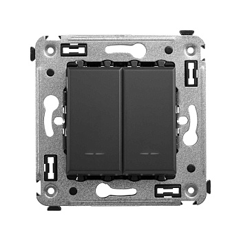 DKC Кнопка двухклавишная в стену, "Avanti", "Черный матовый"