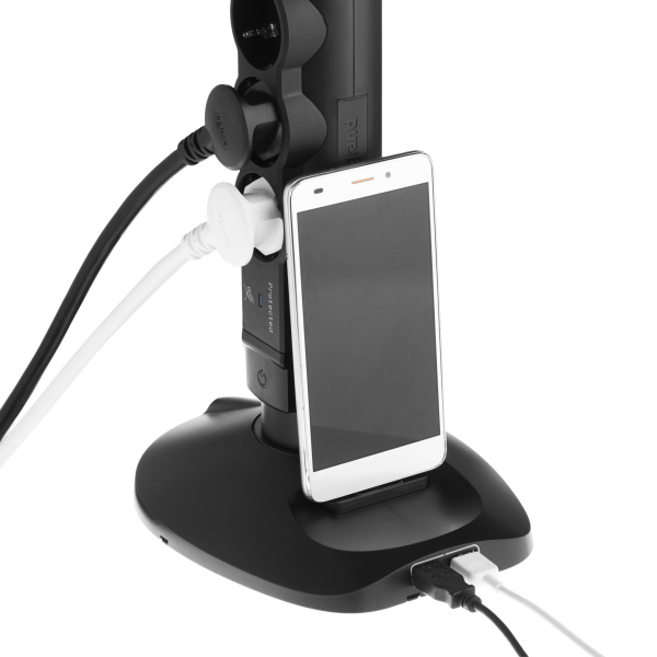 Купить Legrand Черная Стойка 2хUSB+microUSB+4x(2К+З) с кабелем длиной 1,5 м 694619