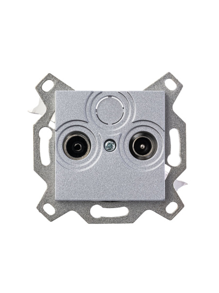 Купить ABB EPJ Levit серебро / дымчатый чёрный Розетка TV-R, проходная, 7дБ, серебро 2CHH083607A6070