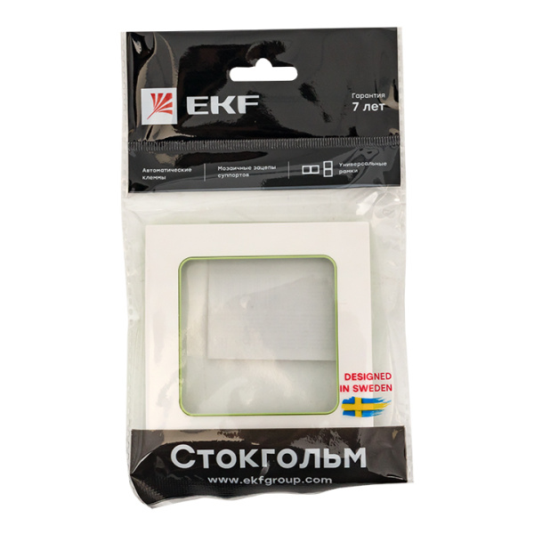 Купить EKF PROxima Стокгольм Белый Линия зеленая Рамка 1-ая