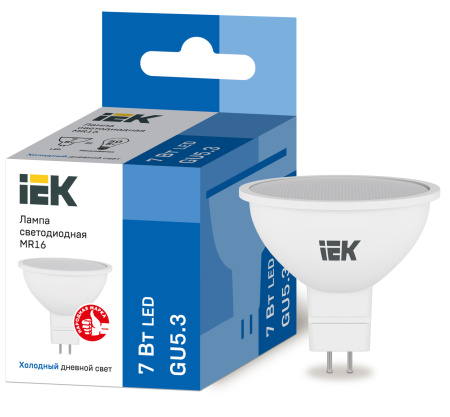 IEK Лампа светодиодная ECO MR16 софит 7Вт 230В 6500К GU5.3 LLE-MR16-7-230-65-GU5