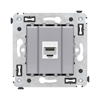 DKC Компьютерная розетка RJ-45 без шторки в стену, кат.5е одинарная, "Avanti", "Закаленная сталь"
