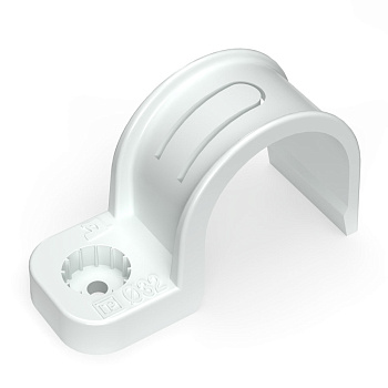 Промрукав Крепеж-скоба пластиковая односторонняя для прямого монтажа атмосферостойкая белая в п/э d32 мм (25шт/375шт уп/кор) PR13.0379