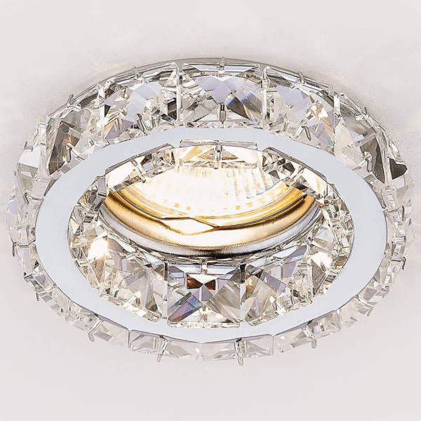 Купить Ambrella Встраиваемый точечный светильник K112 CL/CH хром/прозрачный хрусталь MR16
