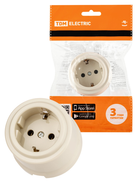 TDM Розетка 2П+З 16А 250В сл. кость «Виви» SQ1820-1317
