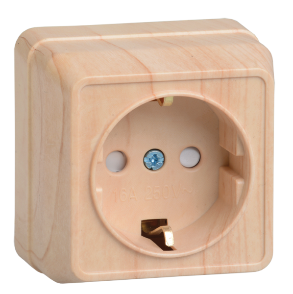 Купить IEK OKTAVA РСш20-3-ОС Розетка 1местн. c з/к с защ.штор. 16А откр.уст. (сосна)