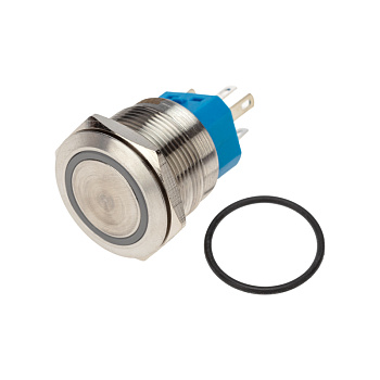 Кнопка антивандальная Ø22 250В Фикс (6с) (ON)-OFF/(OFF)-ON подсв/зеленая Rexant 36-3533