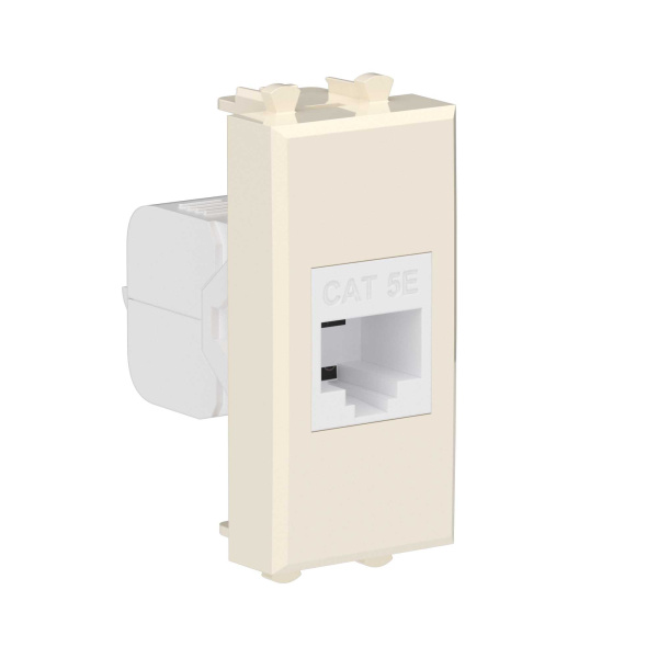Купить DKC Компьютерная розетка RJ-45 без шторки модульная, кат.5е, "Avanti", "Ванильная дымка", 1 модуль