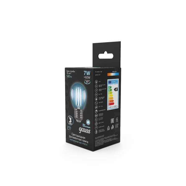 Купить Gauss Лампа Filament Шар 7W 580lm 4100К Е27 LED 105802207
