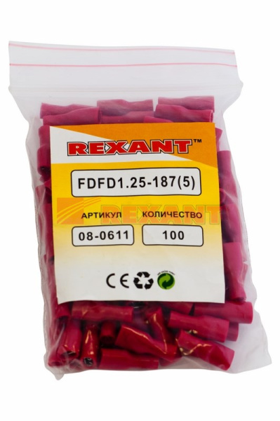 Купить Клемма плоская полностью изолированная гнездо - 5.6мм 0.5-1.5мм² (РППи-м 1.5-(4.8)) Rexant 08-0611