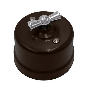 BIRONI Лизетта Пластик Коричневый Выключатель 1-кл, ручка Серебро B1-200-22-S