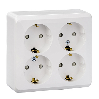 Systeme Electric Этюд наруж Бел Розетка 4-ая с/з со шторками