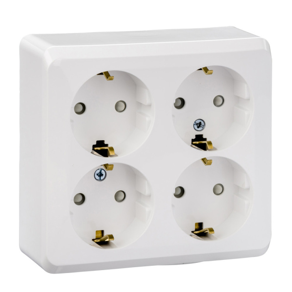 Systeme Electric Этюд наруж Бел Розетка 4-ая с/з со шторками