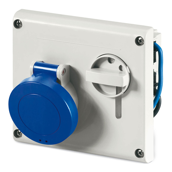 DKC Розетка панельная с механической блокировкой и верхним расположением разъема IP44 32А 2P+E 230В