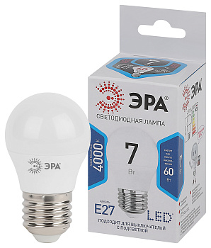 ЭРА LED P45-7W-840-E27 (диод, шар, 7Вт, нейтр, E27)