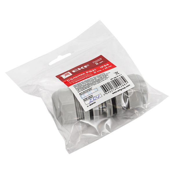 Купить Сальник PG21 IP54 (2 шт) d отв. 28 мм / d провод. 13-18 мм EKF PROxima