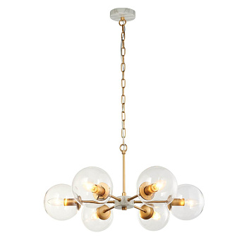 Favourite 2671-6P подвесная люстра Каркас золотого цвета и цвета мрамора, плафоны из прозрачного стекла