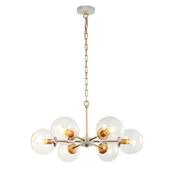 Favourite 2671-6P подвесная люстра Каркас золотого цвета и цвета мрамора, плафоны из прозрачного стекла