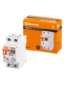 TDM АВДТ 63 2Р(1Р+N) C50 100мА 6кА тип А SQ0202-0014